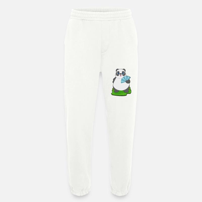 Panda Handheld Fan - Heavyweight Jogging Pants - made by SPREAD  - OFF WHITE