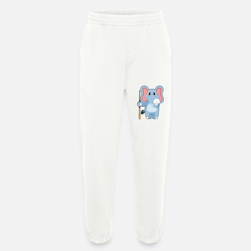 Elephant Billiard Cue - Heavyweight Jogging Pants - made by SPREAD - OFF WHITE