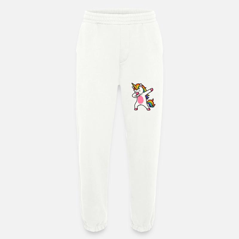 Dabbing Einhorn – Regenbogenpower & Spaß - Heavyweight Jogginghose - made by SPREAD - OFF WHITE