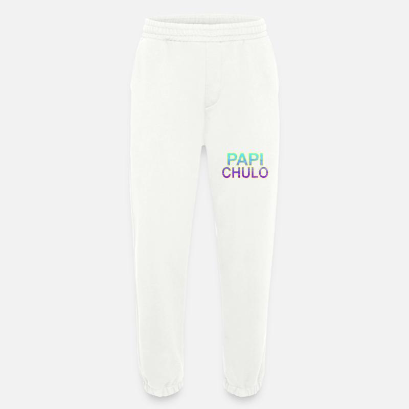Papi Chulo - Lettrage élégant - Pantalon de jogging bio épais fabriqué en UE - OFF WHITE