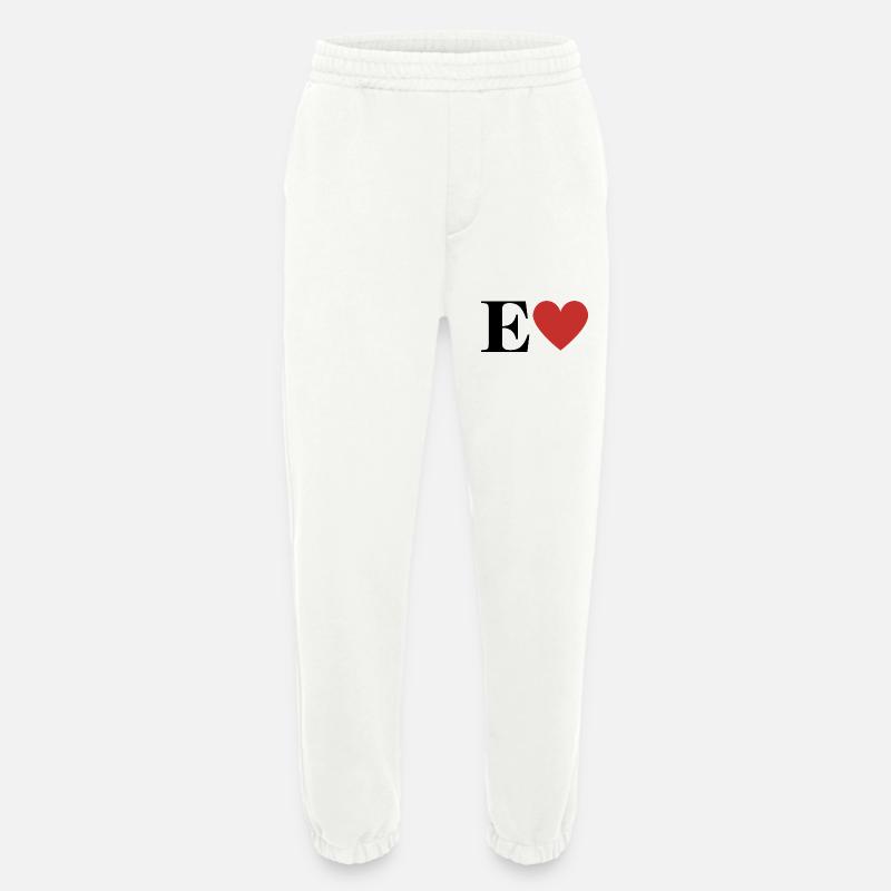 Letter e red heart - Heavyweight Jogging Pants - made by SPREAD - OFF WHITE