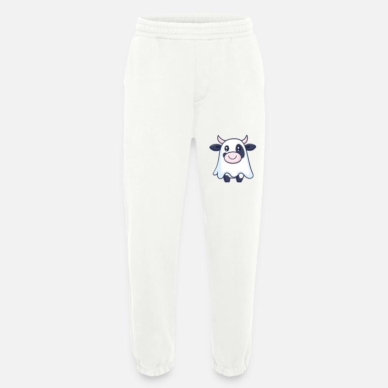 Cow Halloween Comic Ghost - Heavyweight Jogging Pants - made by SPREAD  - OFF WHITE