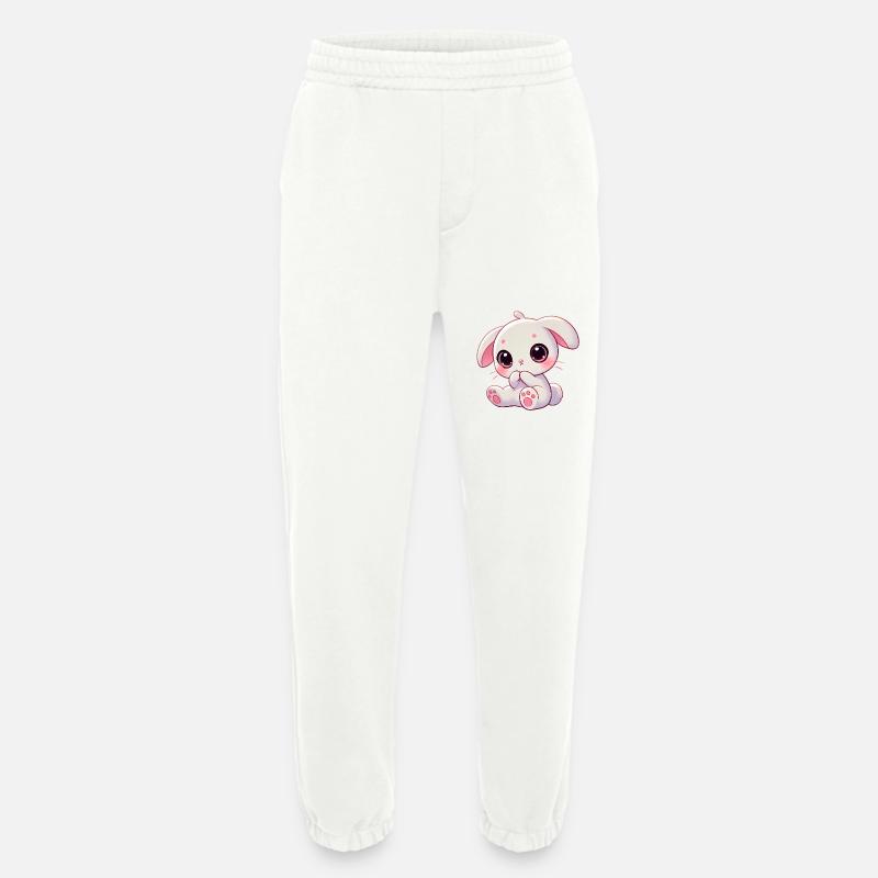 Adorable lapin grignotant graphique - Pantalon de jogging bio épais fabriqué en UE - OFF WHITE