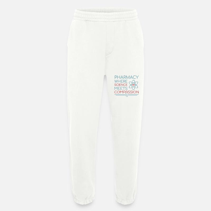 Pharmacy where science meets compassion - Heavyweight Jogging Pants - made by SPREAD  - OFF WHITE