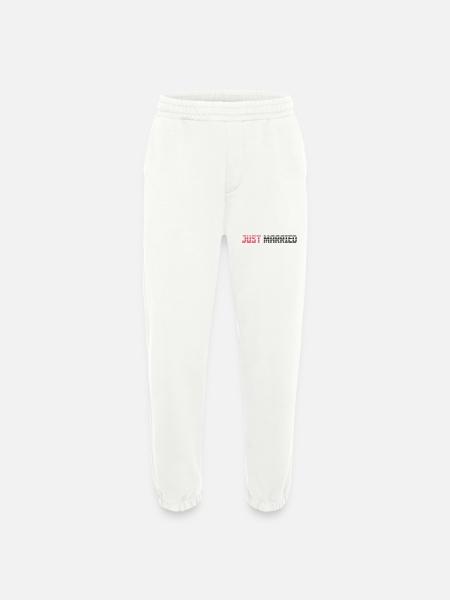 Just Married texte Logo Design - Pantalon de jogging bio épais fabriqué en UE - OFF WHITE