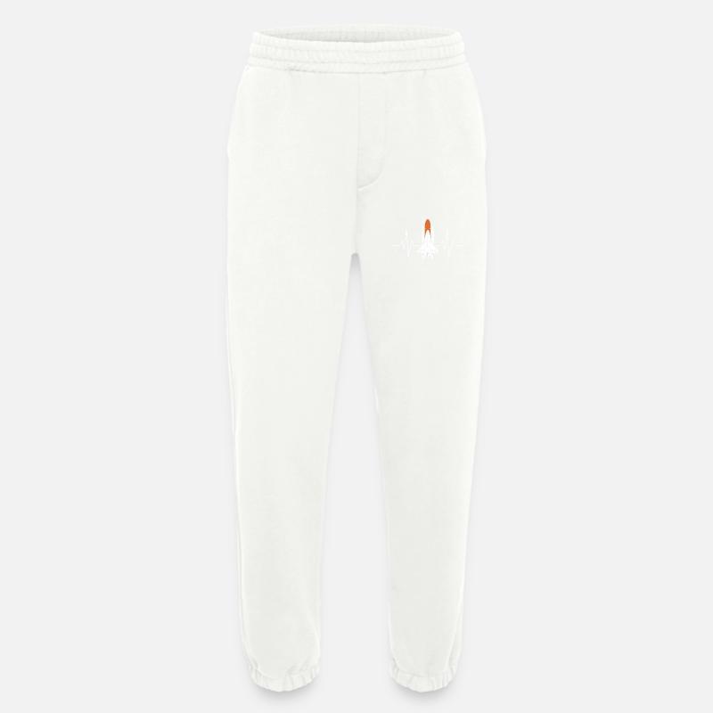 Heartbeat Space Shuttle Design - Heavyweight Jogging Pants - made by SPREAD  - OFF WHITE