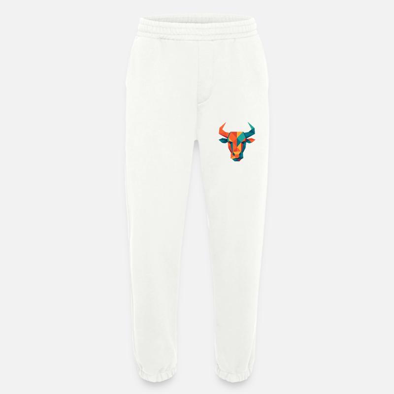 Taureau | Tête de taureau Impression / Impression / Design - Pantalon de jogging bio épais fabriqué en UE - OFF WHITE