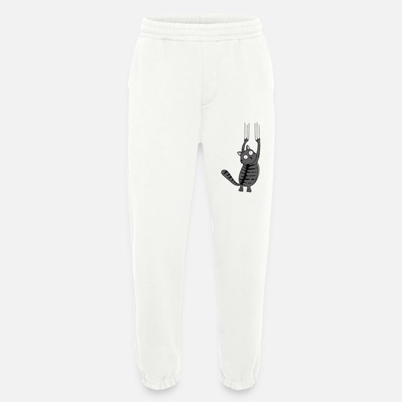Panic Cat Striped Version - Heavyweight Jogging Pants - made by SPREAD  - OFF WHITE