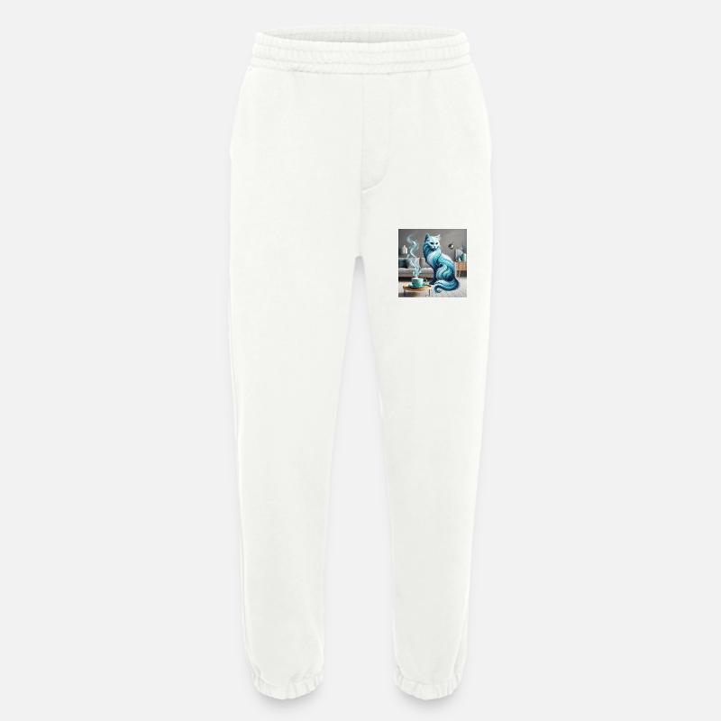 Le chat et le café - Pantalon de jogging bio épais fabriqué en UE - OFF WHITE