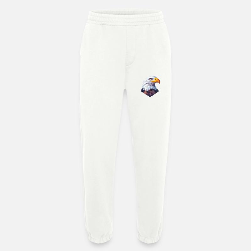 Conception du logo Low Poly de la tête d’aigle - Pantalon de jogging bio épais fabriqué en UE - OFF WHITE