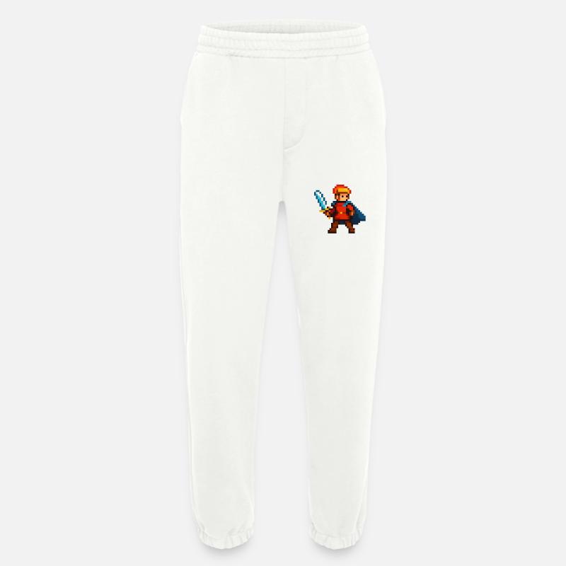 Chevalier Pixel avec épée et cape - Pantalon de jogging bio épais fabriqué en UE - OFF WHITE