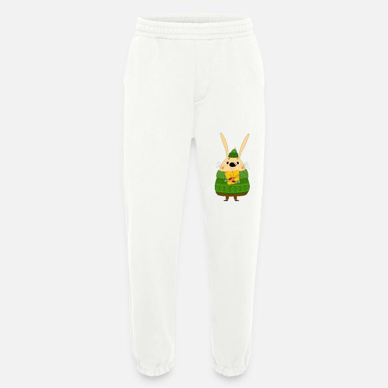 Rabbit and gift box - Heavyweight Jogging Pants - made by SPREAD  - OFF WHITE
