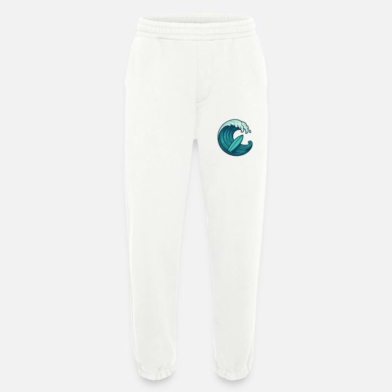 Surf Welle – Retro Surfbrett Design - Heavyweight Jogginghose - made by SPREAD  - OFF WHITE