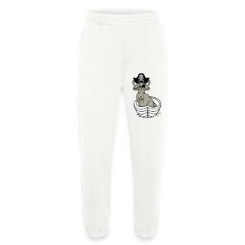 Pirate Cat Buccaneer Eye Patch Hat Rowing Boat - Heavyweight Jogging Pants - made by SPREAD  - OFF WHITE - Front