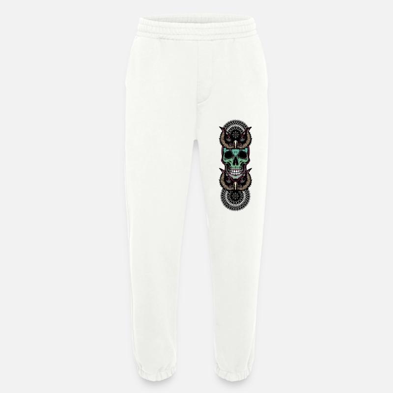 Totenkopf mit Eule - Heavyweight Jogginghose - made by SPREAD  - OFF WHITE