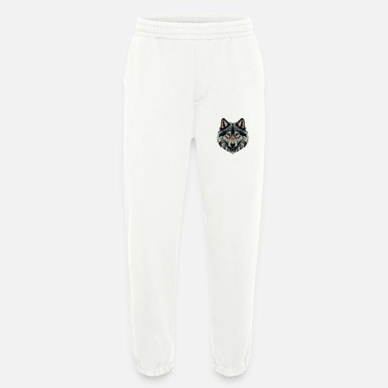 Bunter Wolf im Mosaik-Stil - Heavyweight Jogginghose - made by SPREAD  - OFF WHITE