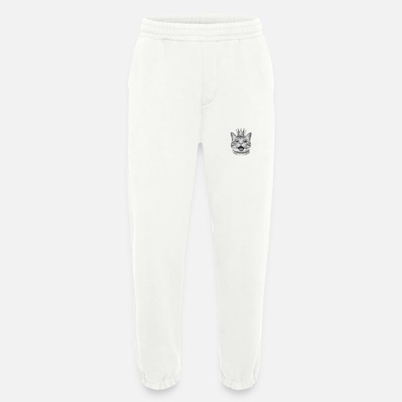 Cat with crown - Heavyweight Jogging Pants - made by SPREAD  - OFF WHITE