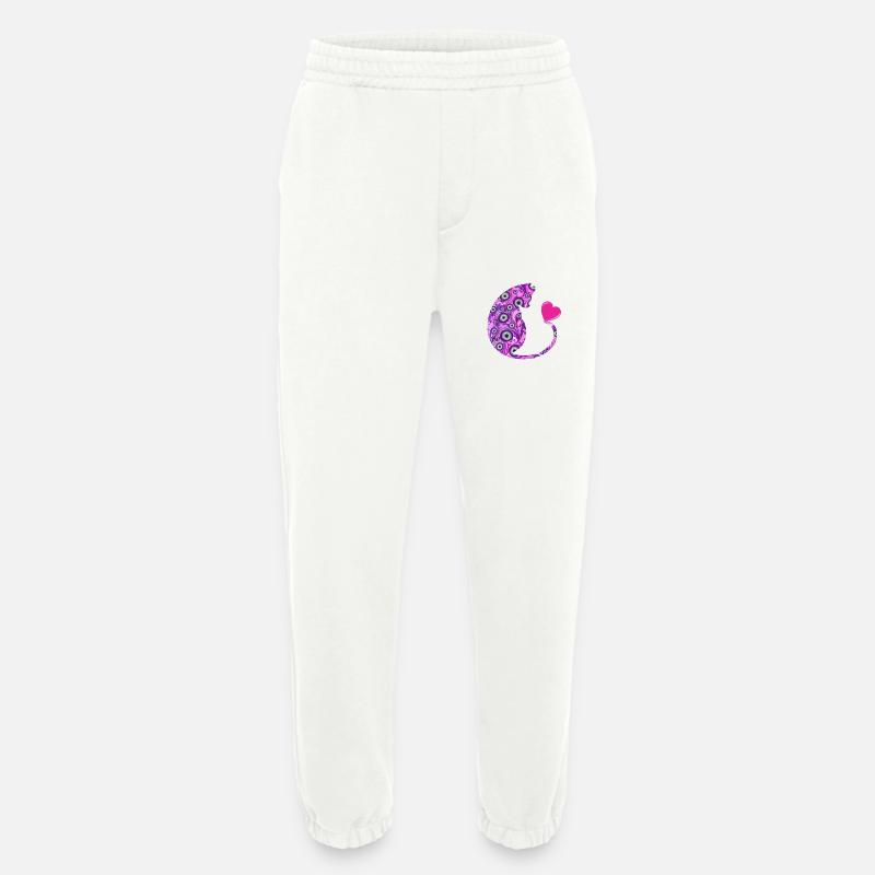cat with heart e 6 - Heavyweight Jogging Pants - made by SPREAD  - OFF WHITE
