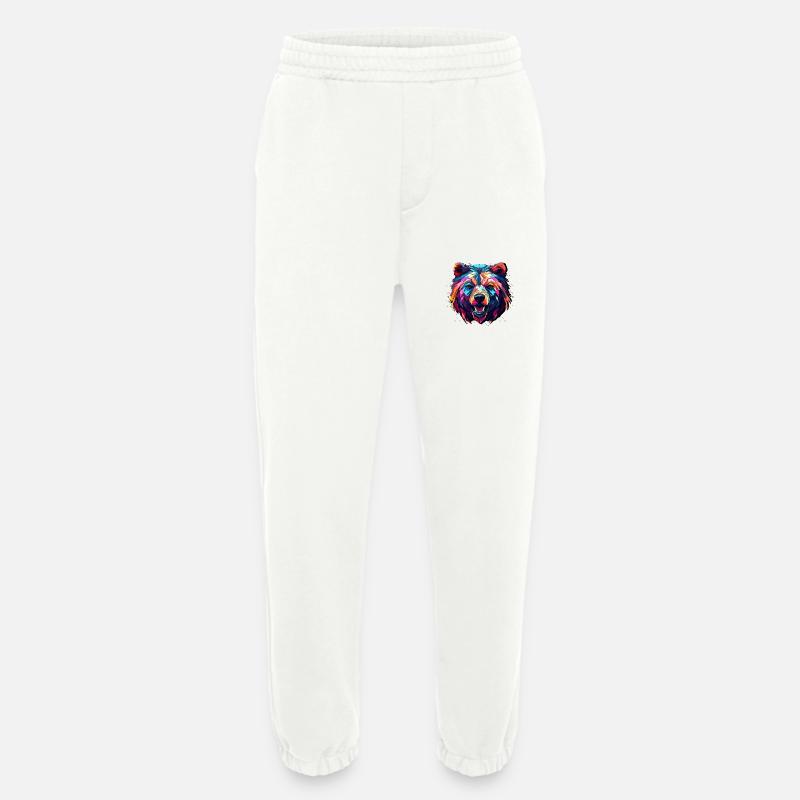 Abstract Bear Design - Bear Print - Heavyweight Jogging Pants - made by SPREAD  - OFF WHITE