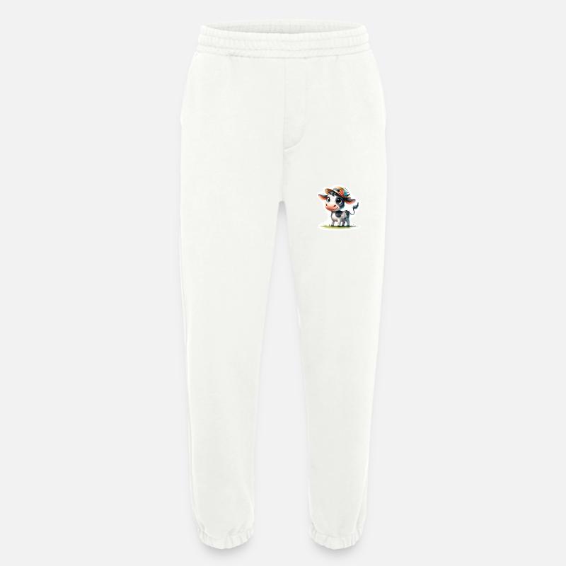 Calf with straw hat - Heavyweight Jogging Pants - made by SPREAD  - OFF WHITE