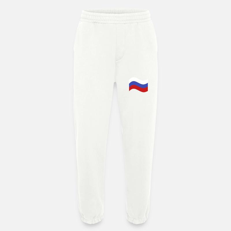 Drapeau de la Russie - Pantalon de jogging bio épais fabriqué en UE - OFF WHITE
