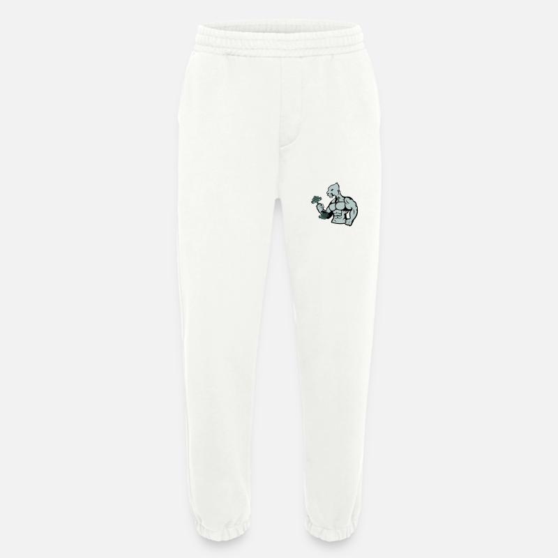 Bodybuilder Jaguar Dumbbell - Heavyweight Jogging Pants - made by SPREAD  - OFF WHITE