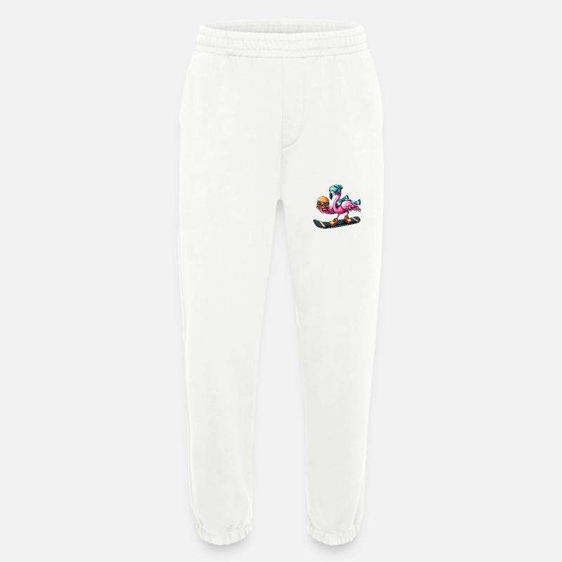 Flamingo Snowboard Hamburger Fun - Heavyweight Jogging Pants - made by SPREAD  - OFF WHITE