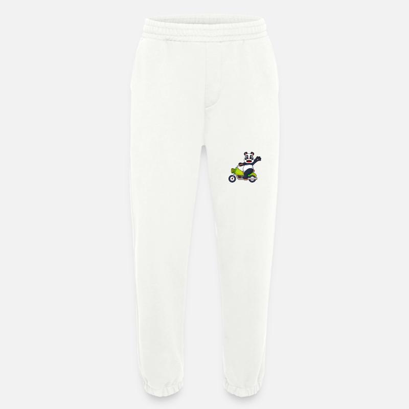 Panda Motorcycle - Heavyweight Jogging Pants - made by SPREAD - OFF WHITE