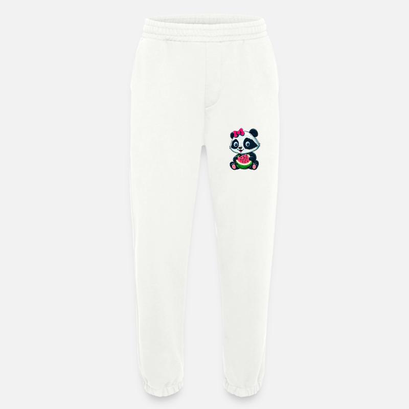 Süßes Panda-Mädchen mit Wassermelone - Heavyweight Jogginghose - made by SPREAD  - OFF WHITE