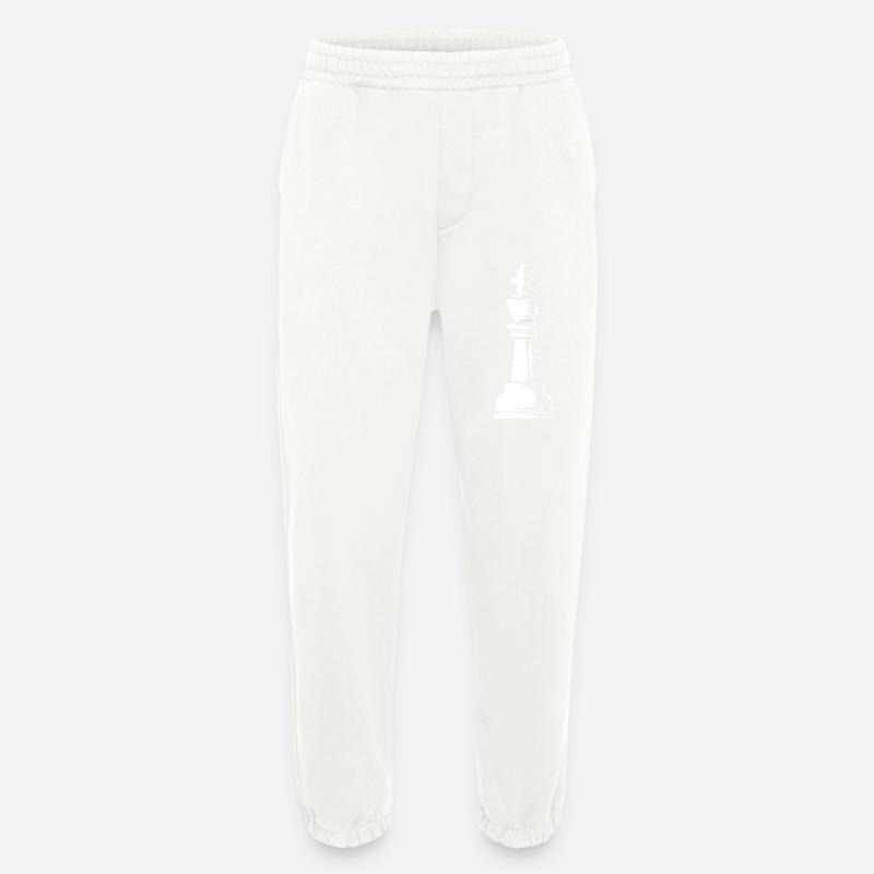 Échecs roi d’échecs - Pantalon de jogging bio épais fabriqué en UE - OFF WHITE