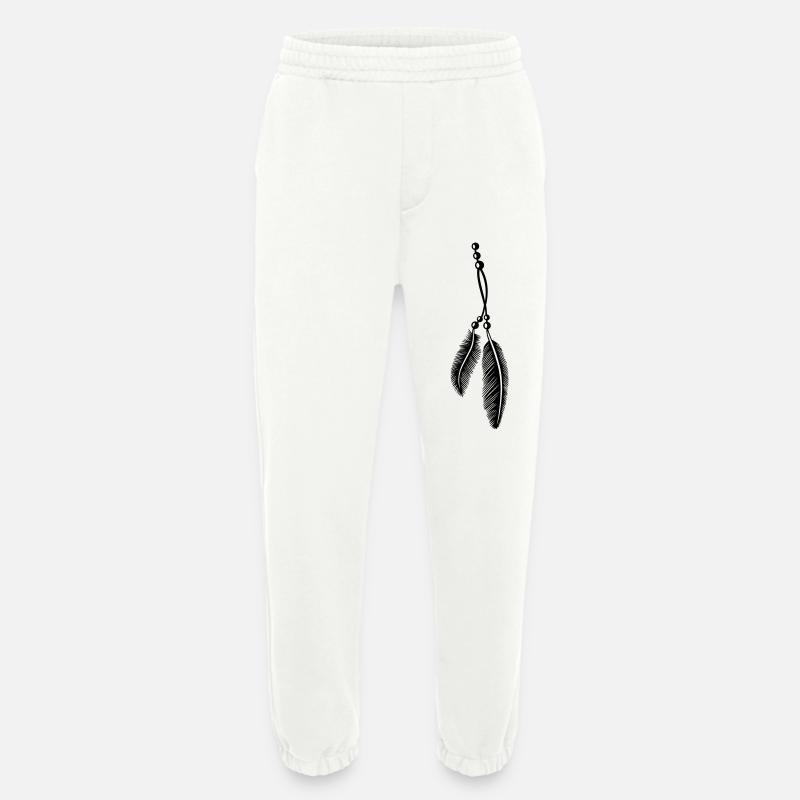 Federn an Kette, feathers, Native American - Heavyweight Jogginghose - made by SPREAD  - OFF WHITE