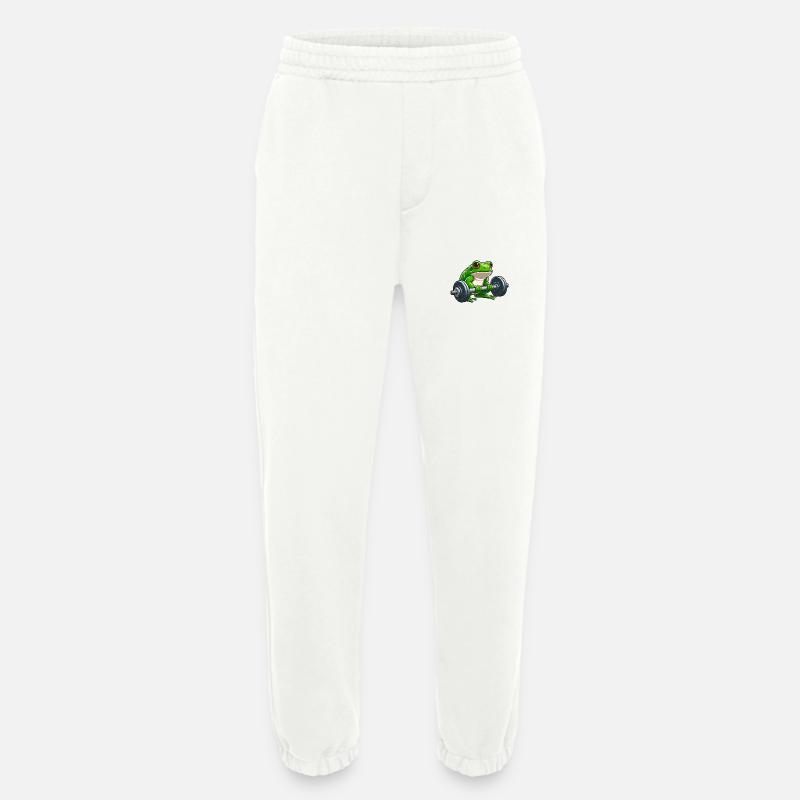 Strong frog while lifting weights - Heavyweight Jogging Pants - made by SPREAD  - OFF WHITE