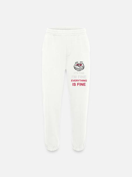 everything is fine quote - Heavyweight Jogging Pants - made by SPREAD  - OFF WHITE