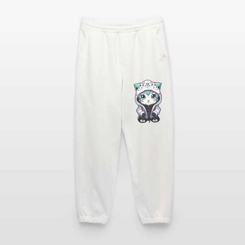 Snow Leopard Winter Leopard Comic Cute Heavyweight Jogging Pants - made by SPREAD 