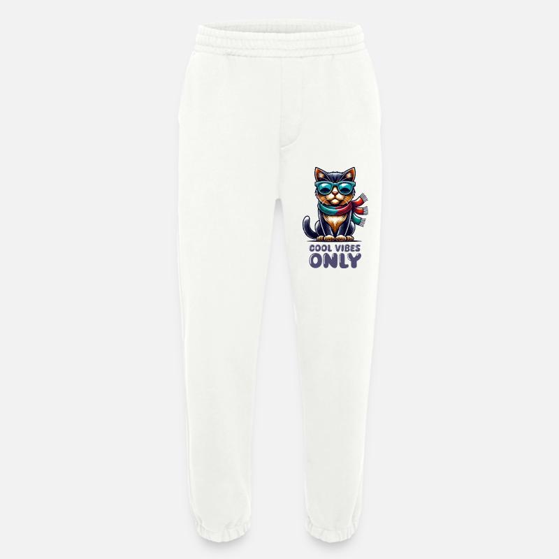 Cat Sunglasses Comic Cool - Heavyweight Jogging Pants - made by SPREAD  - OFF WHITE