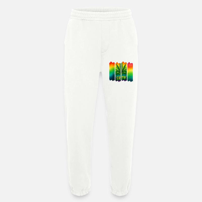 Grow Hanfblatt Brushdesign im Reggae-Stil - Heavyweight Jogginghose - made by SPREAD - OFF WHITE