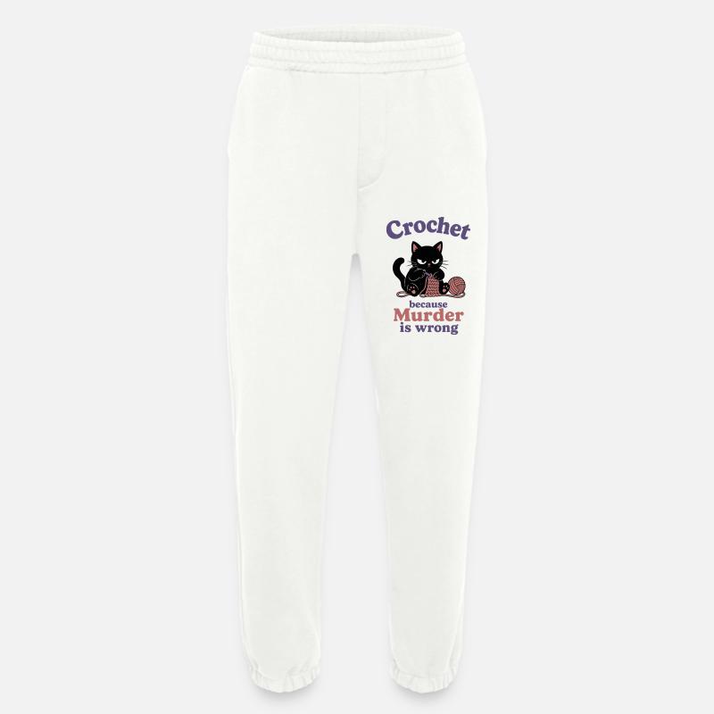 Crochet Cat: Murder Is Wrong - Heavyweight Jogging Pants - made by SPREAD  - OFF WHITE