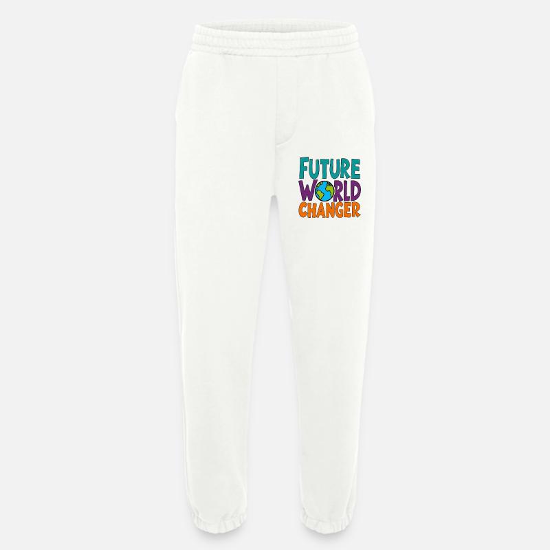 Future World Changer - Globus-Spruch - Heavyweight Jogginghose - made by SPREAD  - OFF WHITE