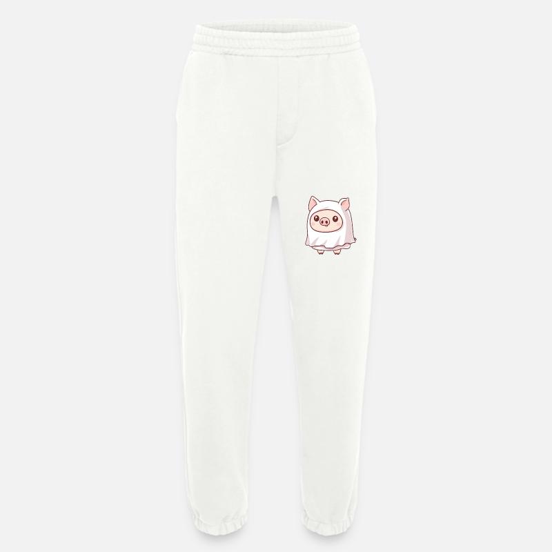 Pig Halloween Comic Ghost - Heavyweight Jogging Pants - made by SPREAD  - OFF WHITE
