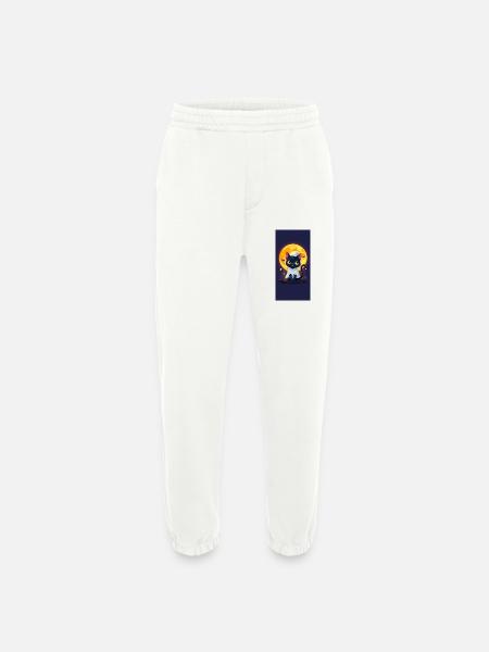 Moonlight Cat in Ghost Cloak - Heavyweight Jogging Pants - made by SPREAD - OFF WHITE