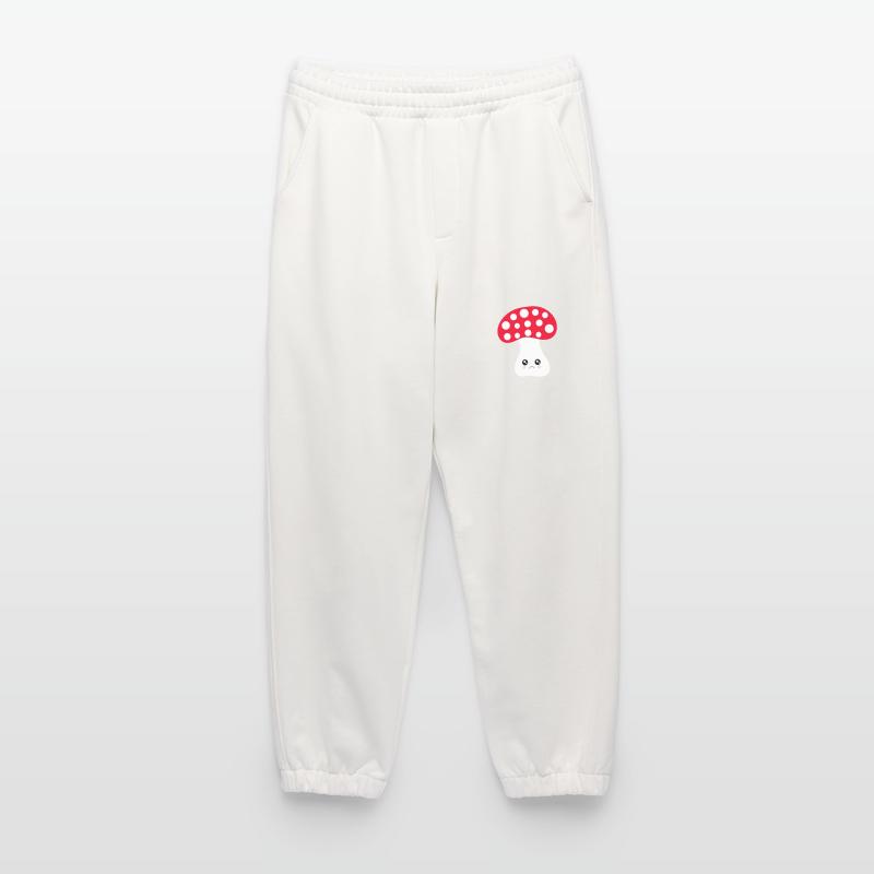 Kawaii champignon Toadstool mignon rouge avec visage Pantalon de jogging bio épais fabriqué en UE