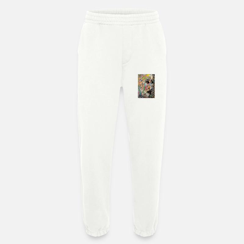 Visage abstrait en profil - Pantalon de jogging bio épais fabriqué en UE - OFF WHITE