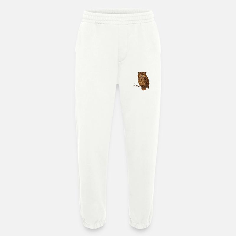 Braune Eule Nachtmotiv - Heavyweight Jogginghose - made by SPREAD  - OFF WHITE