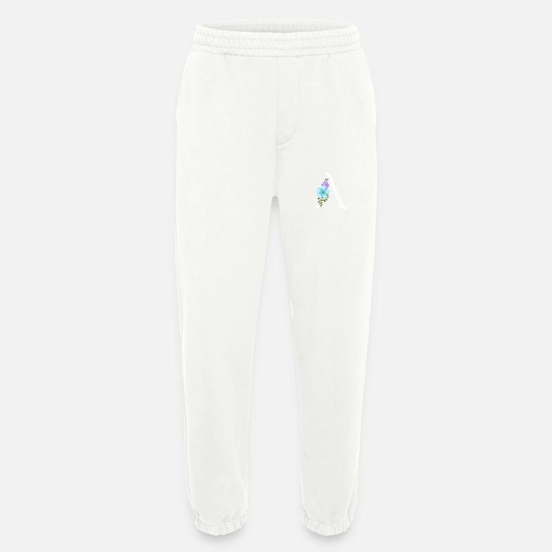 Eleganter Buchstabe 'A' mit Blumen - Heavyweight Jogginghose - made by SPREAD  - OFF WHITE
