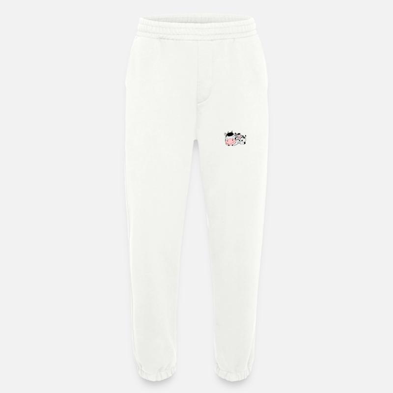 Vache avec bébé vache - Pantalon de jogging bio épais fabriqué en UE - OFF WHITE