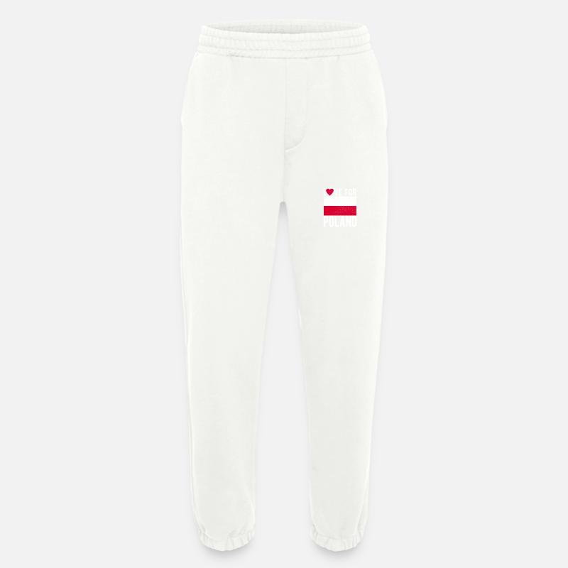 Drapeau de la Pologne - Pantalon de jogging bio épais fabriqué en UE - OFF WHITE