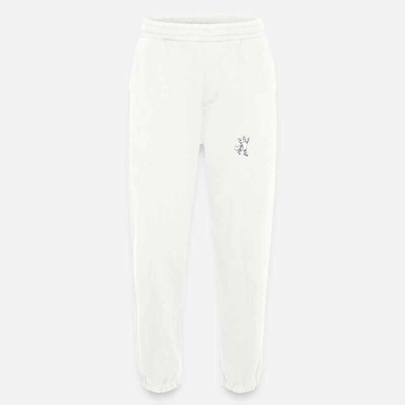Cat on skates drawing - Heavyweight Jogging Pants - made by SPREAD - OFF WHITE