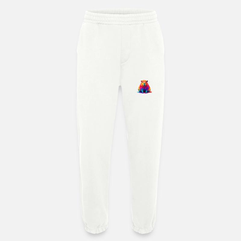 Capybara Low Polygon Design - Heavyweight Jogging Pants - made by SPREAD  - OFF WHITE
