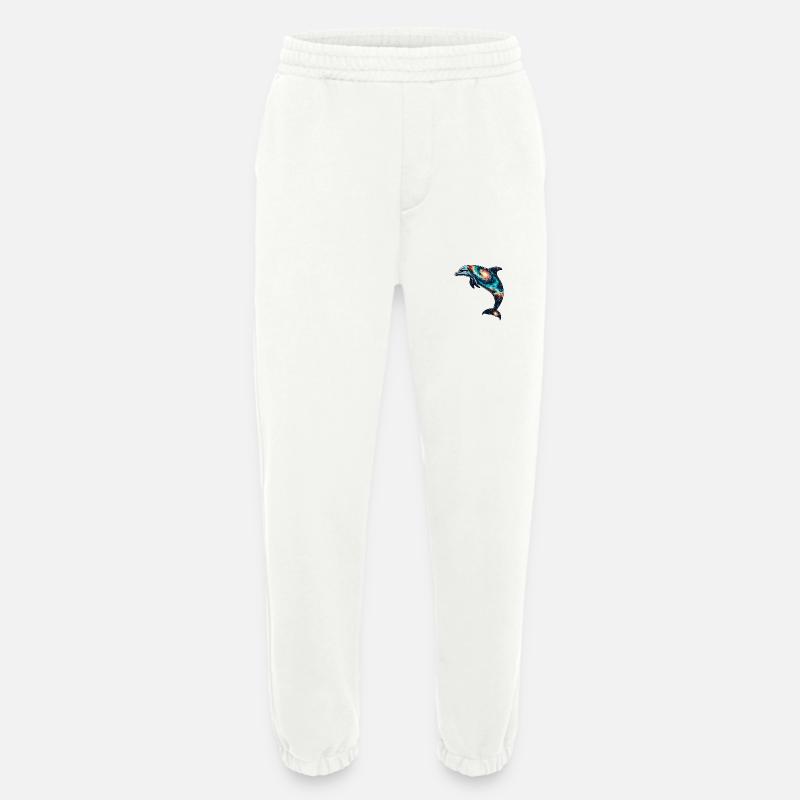 Dolphin Space Galaxy Universe - Heavyweight Jogging Pants - made by SPREAD - OFF WHITE