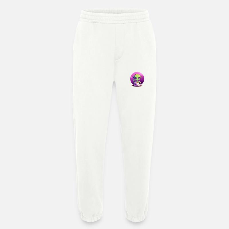 Mitternachts-Kaffee: Der grüne Alien-Trinker - Heavyweight Jogginghose - made by SPREAD  - OFF WHITE
